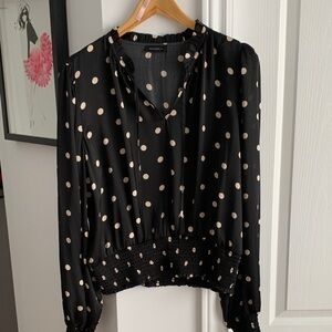 Madewell Black and Cream Polka Dot Blouse